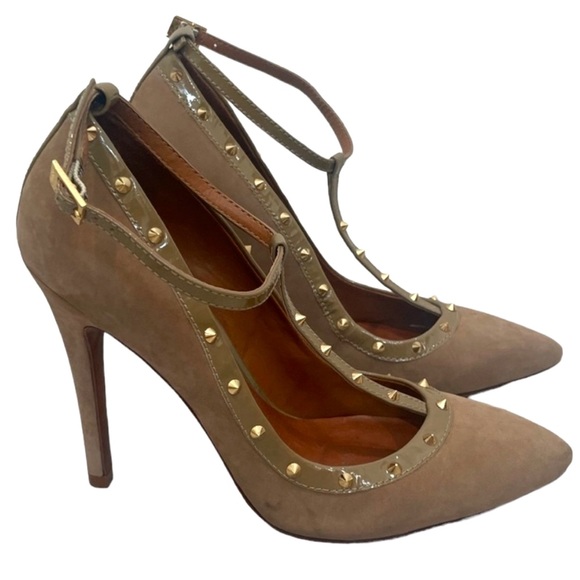 SCHUTZ Tan Heels with Gold Studs - Picture 2 of 10